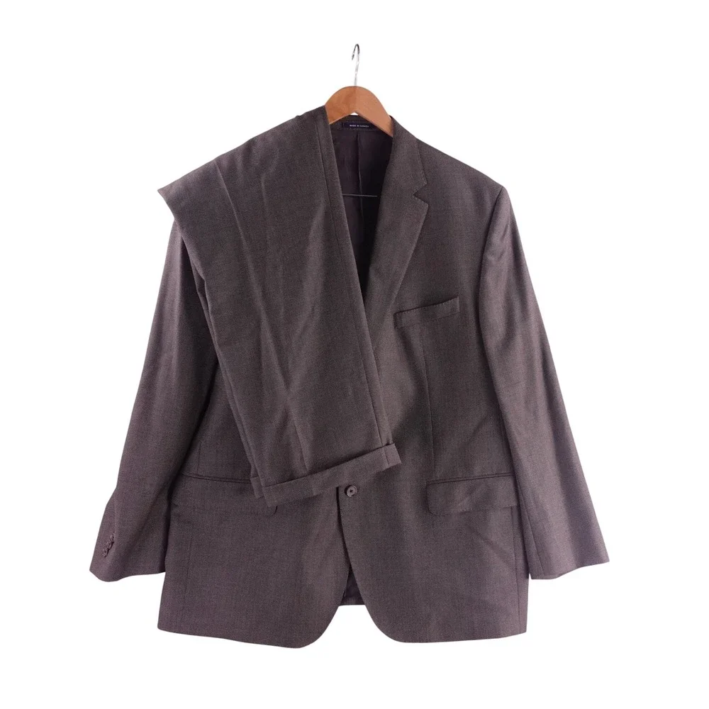 Loro Piana Super 130s Wool Suit Mens 50R 44 Brown 2 Piece DEAN CT Cremieux